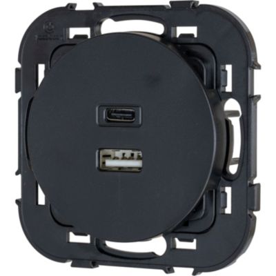 Double prise USB-A+C Jacobsen Espen noir à composer
