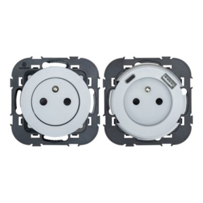 Prise avec terre Jacobsen Espen aluminium à composer, lot de 3 + 1xUSB-A+C