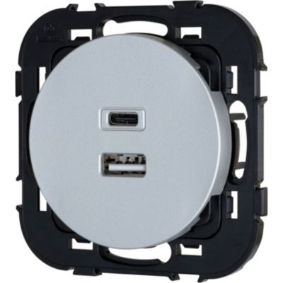 Double prise USB-A+C Jacobsen Espen aluminium à composer