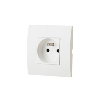 Prise avec terre blanc complet, lot de 5