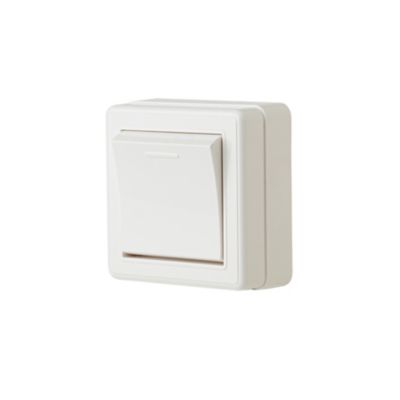 Interrupteur double va-et-vient monobloc en saillie blanc complet