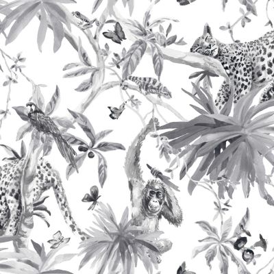 Papier peint Vinyle Intissé GoodHome Howlit noir et blanc