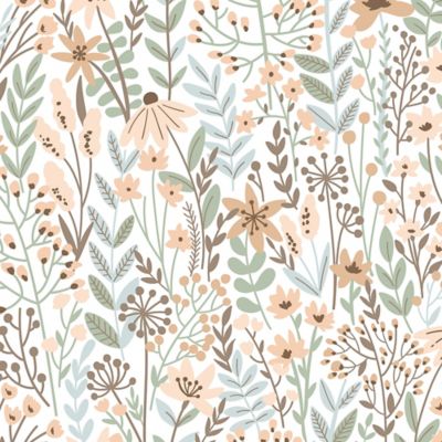 Papier peint panoramique Intissé GoodHome Stibin vert et rose pâle 350 x 280 cm