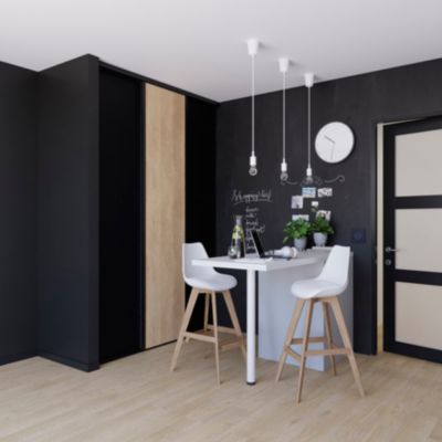 Porte de placard coulissante noir mat profil noir GoodHome Arius H. 248,5 x L. 62.2 cm + amortisseur