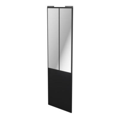 Porte de placard coulissante atelier noir mat profil noir GoodHome Arius H. 248,5 x L. 76.2 cm + amo