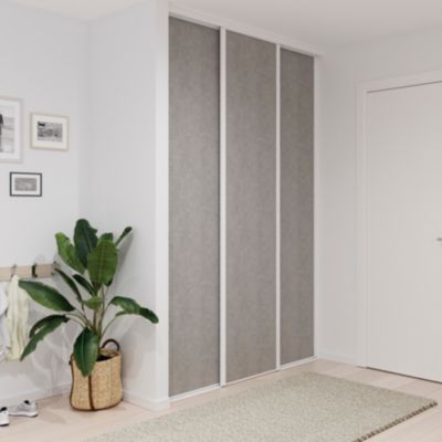 Porte de placard coulissante béton profil blanc GoodHome Arius H. 248,5 x L. 62.2 cm + amortisseurs