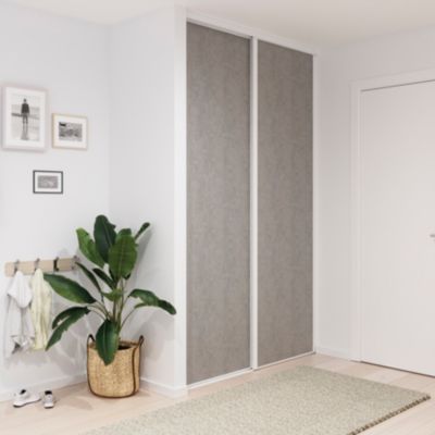 Porte de placard coulissante béton profil blanc GoodHome Arius H. 248,5 x L. 77.2 cm + amortisseurs