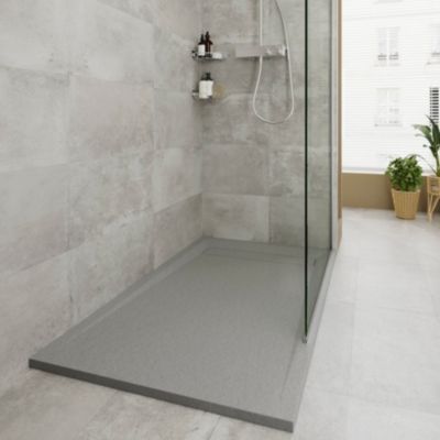 Receveur de douche 80 x 140 cm, résine, gris, GoodHome Luiro