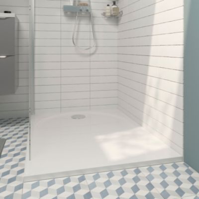 Receveur de douche 90 x 100 cm, résine, blanc, GoodHome Cavally