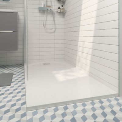 Receveur de douche 80 x 140 cm, résine, blanc, GoodHome Cavally