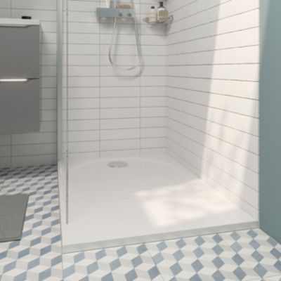 Receveur de douche 80 x 120 cm, résine, blanc, GoodHome Cavally