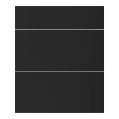 Façade de cuisine 1 tiroir et 2 casseroliers Stevia noir mat l. 60 cm x H. 72 cm GoodHome - Goodhome