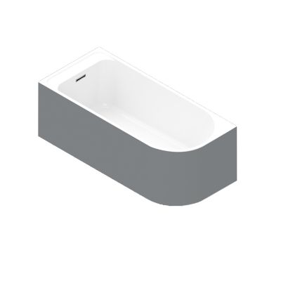 Baignoire adossée pour angle gauche 170x75 cm Oguta gris mat