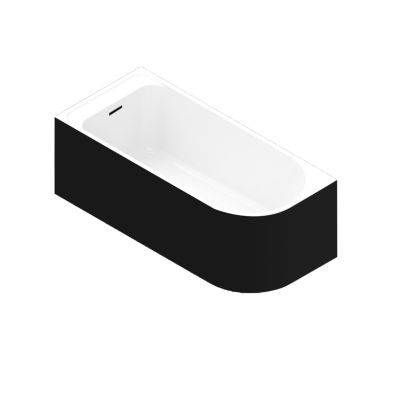 Baignoire adossée pour angle gauche 160x75 cm Oguta noir mat