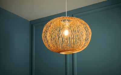 Suspension Albarella Goodhome E27 42W rotin Ø45,5 x L.45,5 x H. 135 cm