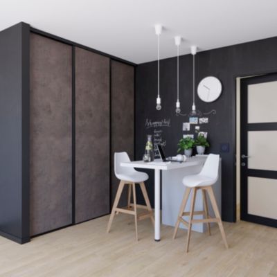 Porte de placard coulissante gris antique profil noir GoodHome Arius H. 248,5 x L. 77.2 cm + amortis