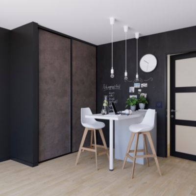 Porte de placard coulissante gris antique profil noir GoodHome Arius H. 248,5 x L. 92.2 cm + amortis