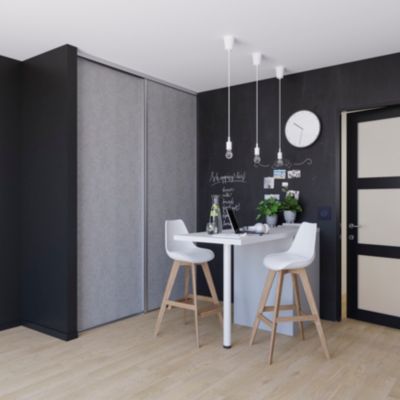 Porte de placard coulissante béton profil gris GoodHome Arius H. 248,5 x L. 92.2 cm + amortisseurs