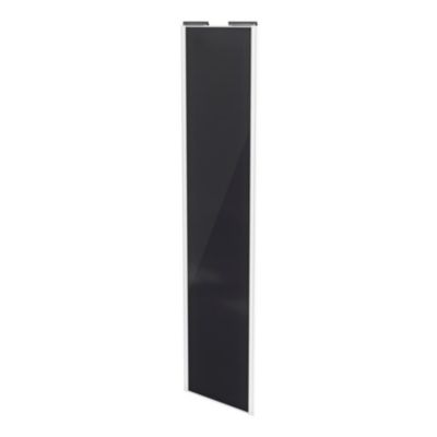 Porte de placard coulissante noir profil blanc GoodHome Arius H. 248,5 x L. 62.2 cm + amortisseurs