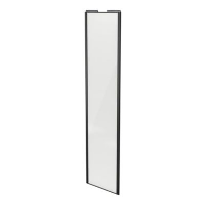 Porte de placard coulissante blanc profil noir brillant GoodHome Arius H. 248,5 x L. 62.2 cm + amort