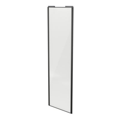 Porte de placard coulissante blanc brillant profil noir GoodHome Arius H. 248,5 x L. 77.2 cm + amort