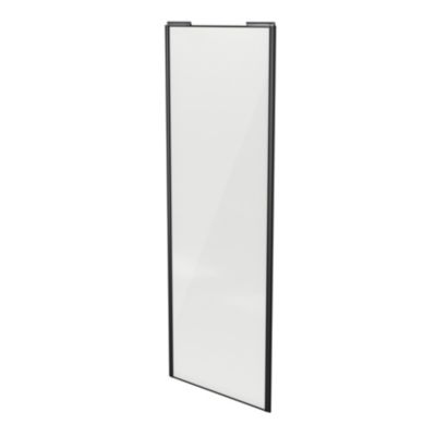 Porte de placard coulissante blanc brillant profil noir GoodHome Arius H. 248,5 x L. 92.2 cm + amort