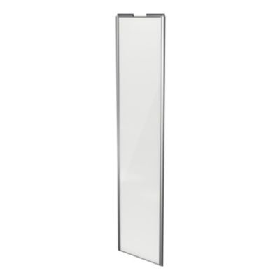 Porte de placard coulissante blanc brillant profil gris GoodHome Arius H. 248,5 x L. 62.2 cm + amort