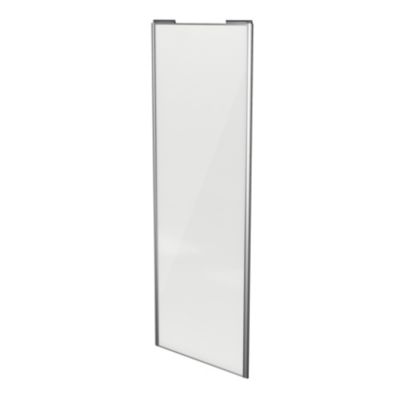 Porte de placard coulissante blanc brillant profil gris GoodHome Arius H. 248,5 x L. 92.2 cm + amort