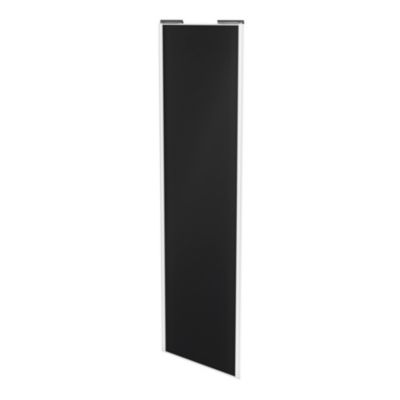 Porte de placard coulissante noir mat profil blanc GoodHome Arius H. 248,5 x L. 77.2 cm + amortisseu