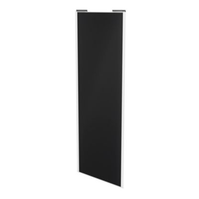 Porte de placard coulissante noir mat profil blanc GoodHome Arius H. 248,5 x L. 92.2 cm + amortisseu