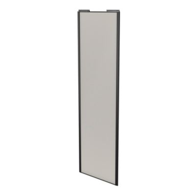 Porte de placard coulissante gris clair mat profil noir GoodHome Arius H. 248,5 x L. 77.2 cm + amort