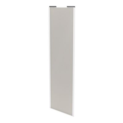 Porte de placard coulissante gris clair mat profil blanc GoodHome Arius H. 248,5 x L. 77.2 cm + amor