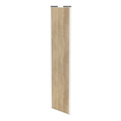 Porte de placard coulissante effet chêne brut profil blanc GoodHome Arius H. 248,5 x L. 62.2 cm + am