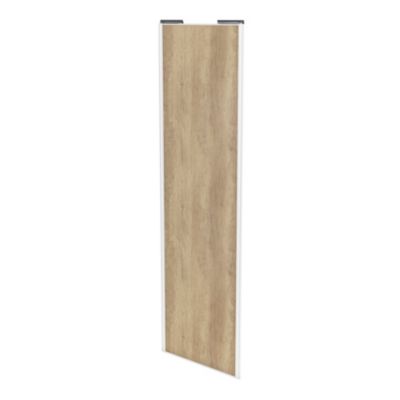 Porte de placard coulissante effet chêne brut profil blanc GoodHome Arius H. 248,5 x L. 77.2 cm + am