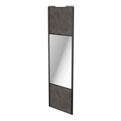 Porte de placard coulissante avec miroir gris antique profil noir GoodHome Arius H. 248,5 x L. 77.2 
