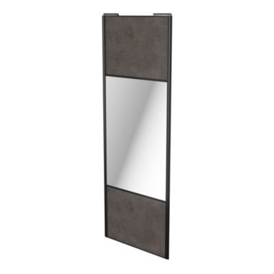 Porte de placard coulissante avec miroir gris antique profil noir GoodHome Arius H. 248,5 x L. 92.2 