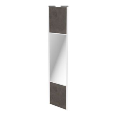 Porte de placard coulissante avec miroir gris antique profil blanc GoodHome Arius H. 248,5 x L. 62.2