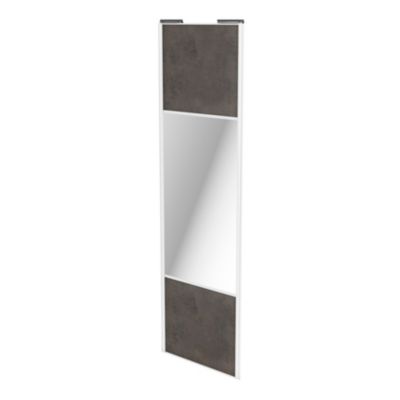 Porte de placard coulissante avec miroir gris antique profil blanc GoodHome Arius H. 248,5 x L. 77.2