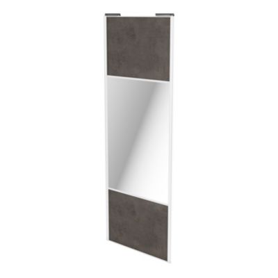 Porte de placard coulissante avec miroir gris antique profil blanc GoodHome Arius H. 248,5 x L. 92.2