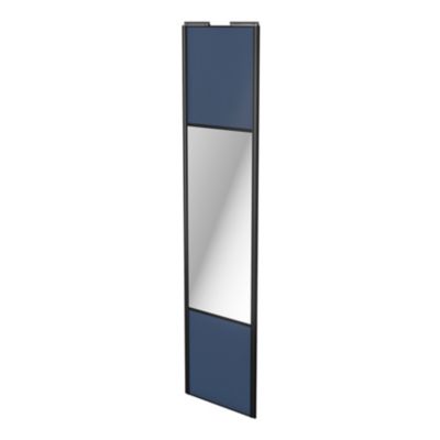Porte de placard coulissante avec miroir bleu profil noir GoodHome Arius H. 248,5 x L. 62.2 cm + amo
