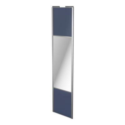 Porte de placard coulissante avec miroir bleu profil gris GoodHome Arius H. 248,5 x L. 62.2 cm + amo