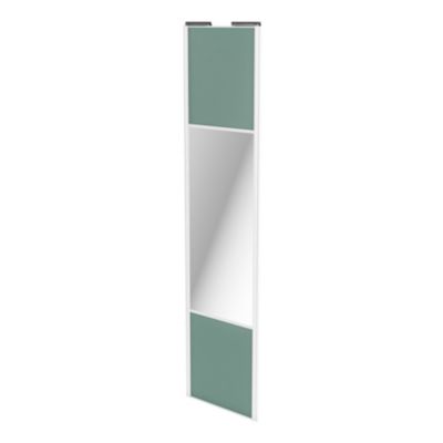 Porte de placard coulissante avec miroir vert de gris profil blanc GoodHome Arius H. 248,5 x L. 62.2