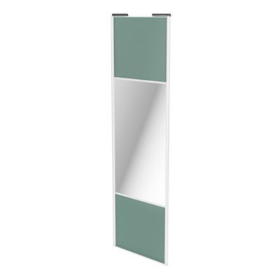 Porte de placard coulissante avec miroir vert de gris profil blanc GoodHome Arius H. 248,5 x L. 77.2