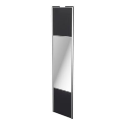 Porte de placard coulissante avec miroir noir profil gris GoodHome Arius H. 248,5 x L. 62.2 cm + amo
