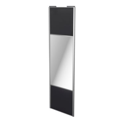Porte de placard coulissante avec miroir noir profil gris GoodHome Arius H. 248,5 x L. 77.2 cm + amo