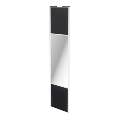 Porte de placard coulissante avec miroir noir profil blanc GoodHome Arius H. 248,5 x L. 62.2 cm + am