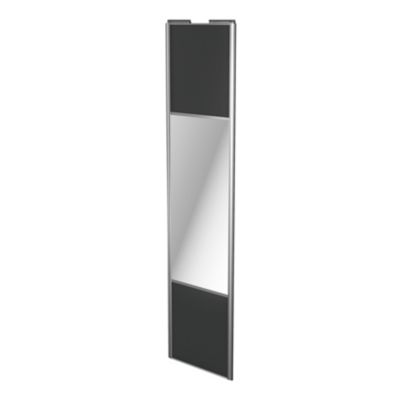 Porte de placard coulissante avec miroir anthracite profil gris GoodHome Arius H. 248,5 x L. 62.2 cm