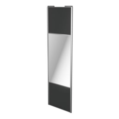 Porte de placard coulissante avec miroir anthracite profil gris GoodHome Arius H. 248,5 x L. 77.2 cm