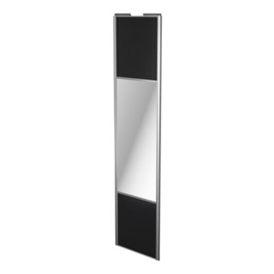 Porte de placard coulissante avec miroir noir mat profil gris GoodHome Arius H. 248,5 x L. 62.2 cm +