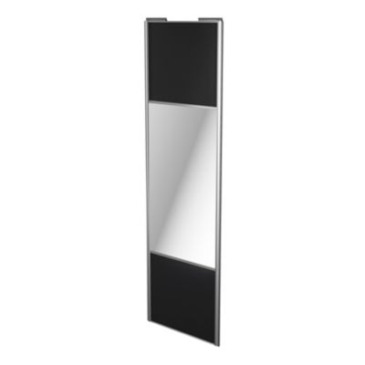 Porte de placard coulissante avec miroir noir mat profil gris GoodHome Arius H. 248,5 x L. 77.2 cm +